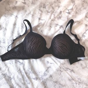 ON GOSSAMER UK/US 32DD/32E Animal Patterned Sheer Black Mesh Nude Bra EUR 70DD